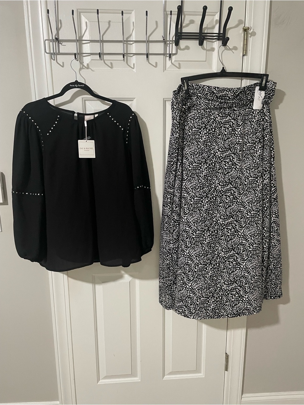 Black & White Printed Midi Skirt 2x ny collection nwt Zac & Rachel 2x top